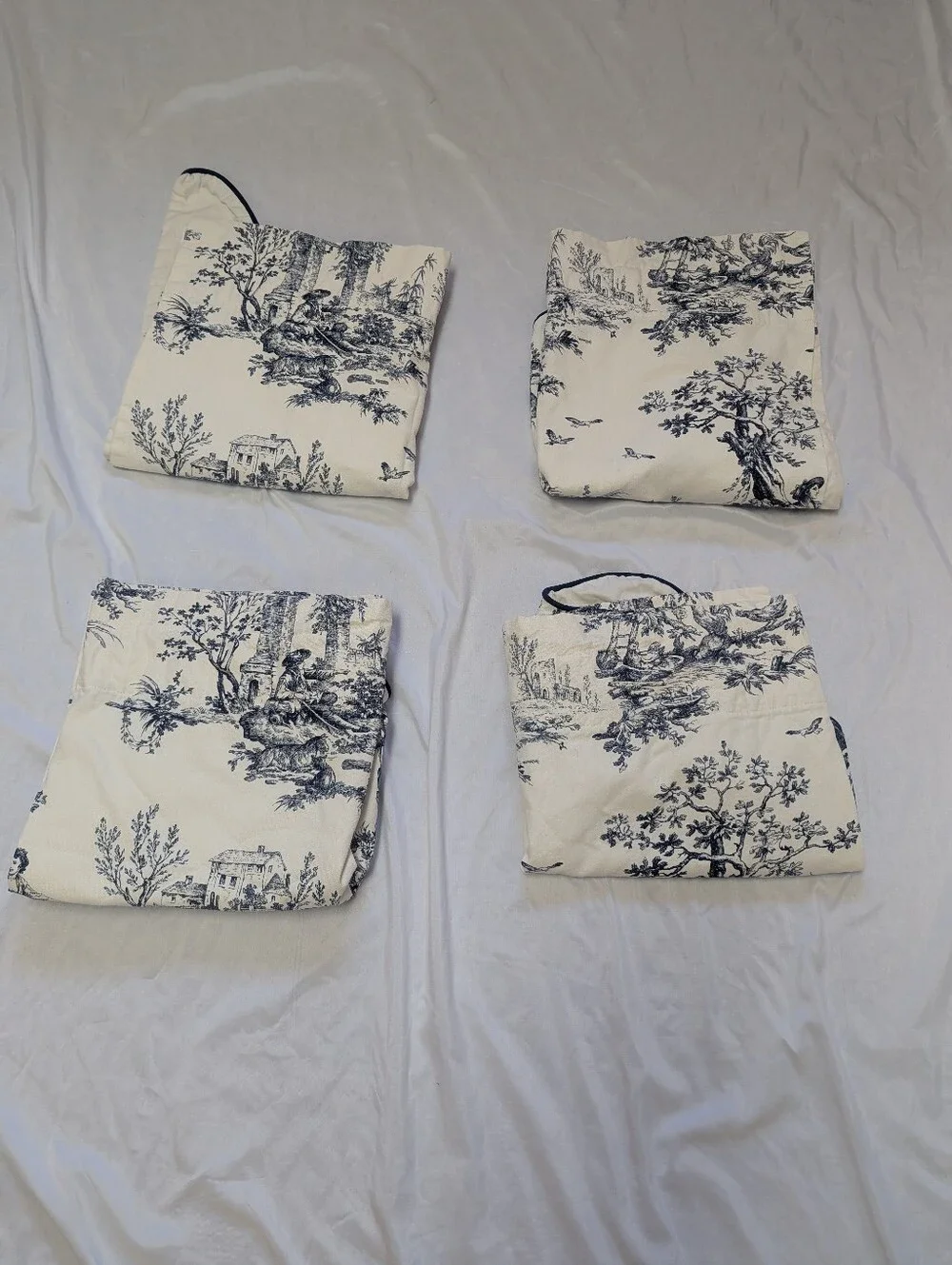 Set Of 2 Thomasville Bouvier Toile Swag Valance Pair Curtains 48